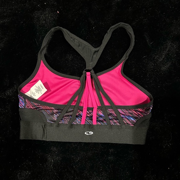 Champion Duo Dry Sports Bra XS Black Pink Strappy Back Medium Support - Picture 2 of 3